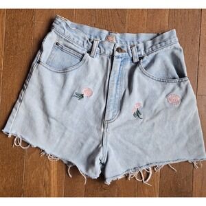 VTG 90s Floral Embroidered Cut-Off Shorts KikoMo High Waisted Sz 9/10 Boho